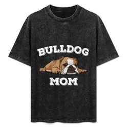 English Bulldog Mom T-Shirt Casual Soft Cotton Short Sleeve Tee