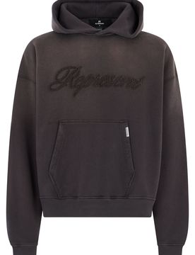 Embroidered Hoodie with Faded Effect