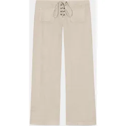Pantalón lino de mujer con cordón