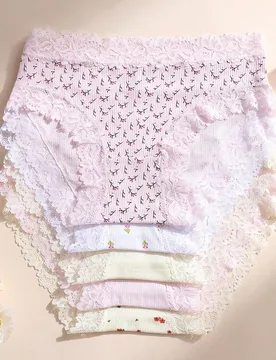 Pcs/Set Bragas elásticas sin costuras de cintura baja con patchwork de encaje sexy para mujer, suaves, cómodas y transpirables, adecuadas para yoga, - Shein - FashionsVida