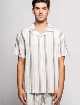 Overshirt misto lino uomo blu