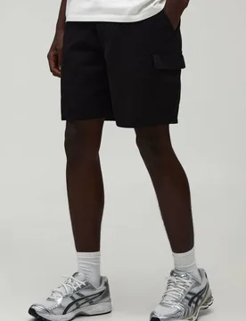 Men's Short Length Cargo Pocket Short Black Size Large Black L - boohooMAN - FashionsVida