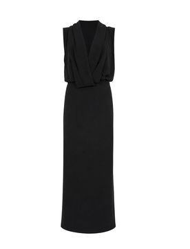 Vestito Lungo Drappeggiato In Crepe