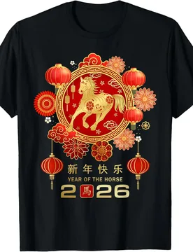 Chinese New Year 2026 Year of The Horse T-Shirt High Quality Cotton Graphic T Shirts Crewneck Printed T-shirt Tops Streetwear - Aliexpress - FashionsVida