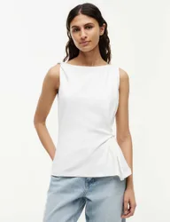 Pure Cotton Knot Front Top White female