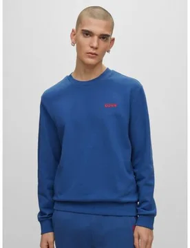 HUGO Mens Medium Blue Drick194 Crew Neck Sweatshirt - Male - Blue - XX-Large - Hugo Boss - FashionsVida