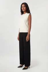 Compact Stretch Tailored Wide Leg Trouser - Black - Size: 12