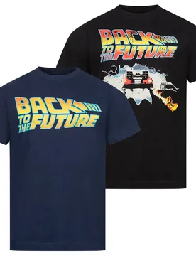 Pack Mens Black/navy T-Shirt - Black/blue Cotton - Size 2xl - Back to the Future - FashionsVida