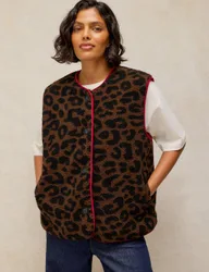Borg Animal Print Gilet Natural Mix female