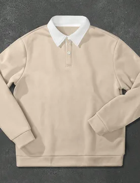 Sudadera holgada de cuello polo de contraste para hombre, sudadera de manga larga para vacaciones, regalo para amigos, esposo, novio, para otoño e in - Shein - FashionsVida