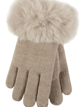 Womens 1 Pair Heat Holders Hollis Faux Fur Gloves Oat M/L - Brown - Size: Medium - SockShop - FashionsVida