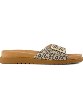 Animal Print Buckle Footbed Flatform Sliders Beige female - TOMS - FashionsVida