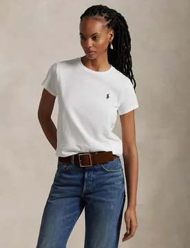 Camiseta de mujer básica con logo bordado - Polo Ralph Lauren - FashionsVida