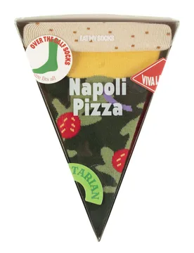 Pair Napoli Pizza Slice Cotton Socks Vegan Pizza One Size - Multi Coloured - Size: One Size - EAT MY SOCKS - FashionsVida