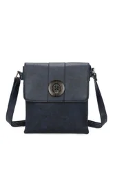 Women's Danchu Button PU Messenger Bag in Navy - Navy - Size: One Size