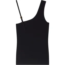 Top de punto de mujer asimétrico con tirantes ajustables