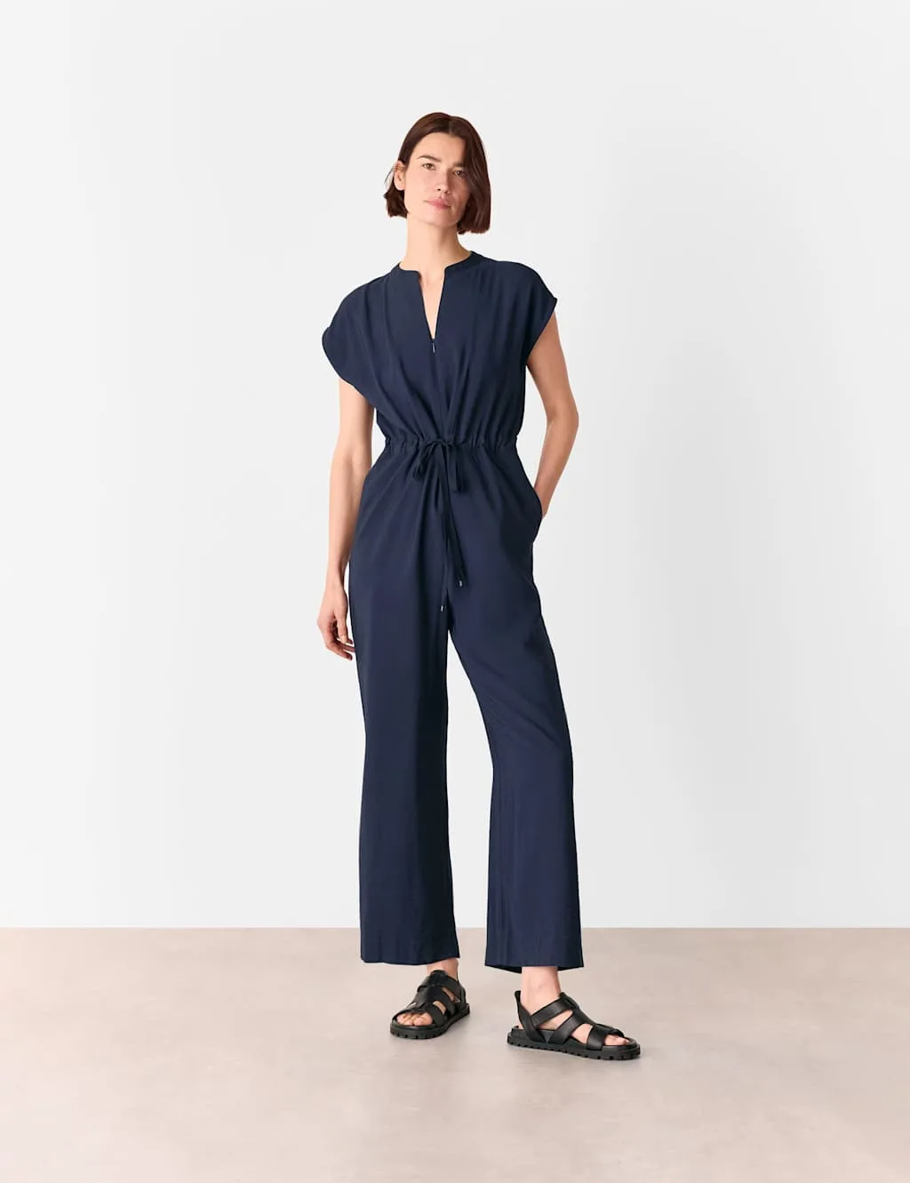Drawstring Sleeveless Jumpsuit Navy female - Whistles - FashionsVida