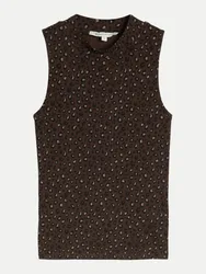 Ripp-Top mit Leo-Muster Braun L