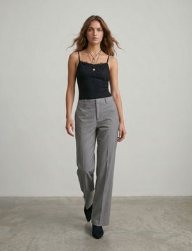 Pantaloni eleganti straight leg con miscela di viscosa - grigio chiaro