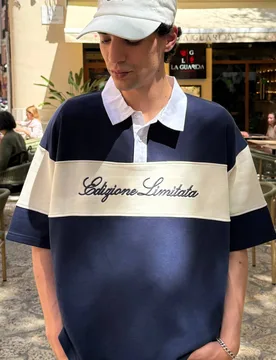 Herren Übergroßes Kastiges Farbblock-Rugby-Polohemd Navy Größe Medium - boohooMAN - FashionsVida