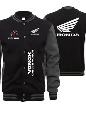 Honda 2026 new model men's motorcycle baseball jacket - Front button design with patchwork pattern, ribbed cuffs and stand-up co - Aliexpress - FashionsVida