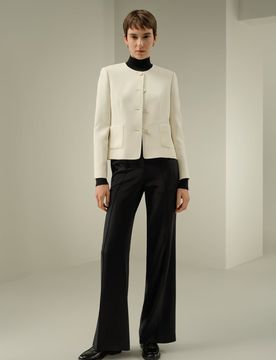 Veste Soie Coupe Carrée Blanche T.48 - Élégante & Respirante, Parfaite mi-saison