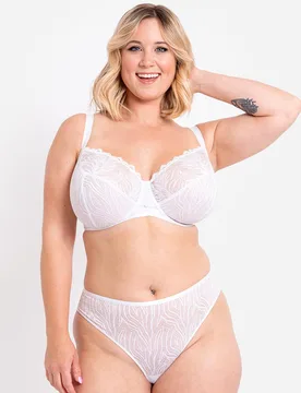 Women's Lace Daze Balcony Bra Underwired Lingerie in White Size: 32K - White - Size: 32K - Curvy Kate - FashionsVida