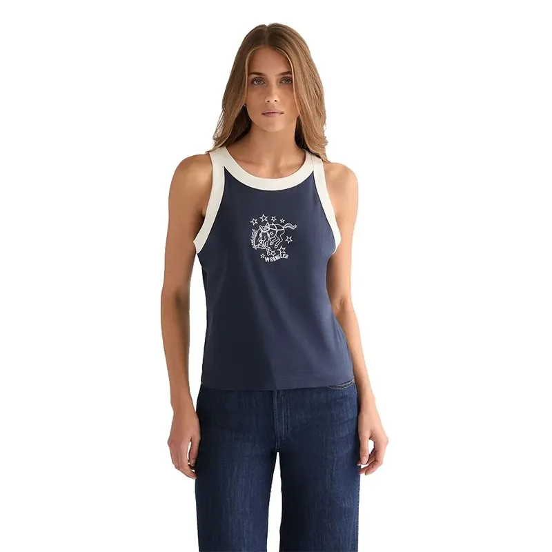 Maglietta Senza Maniche Ringer Navy 2XL