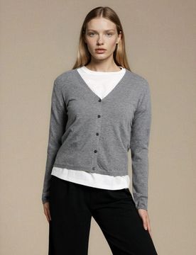 Cardigan con miscela di lana e viscosa - grigio medio