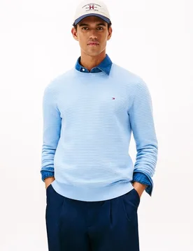 Jersey de caballero de estructura con cuello redondo - Tommy Hilfiger - FashionsVida