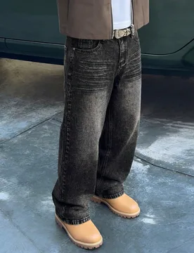 Jeans rectos anchos de pierna suelta con lavado vintage para hombres, pantalones vaqueros de estilo retro americano Y2K, regalo adecuado para novio o - Shein - FashionsVida