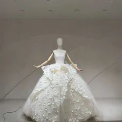 Customized Exquisite Modest Strapless Women's Wedding Dresses Fashionable Bride Gowns Princess Ruffles vestidos de novia boda