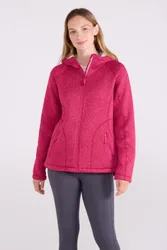 Nevis Womens Fur Lined Hoodie - Bright Pink - Bright Pink - Size: 10