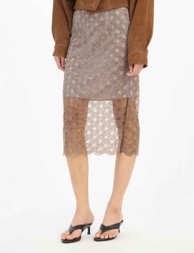 Para mujer. 1156352751 Falda Scallop Sequin Midi (34), Casual, Gris, Poliéster Reciclado