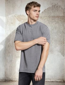 T-shirt in cotone con effetto slavato - grigio medio