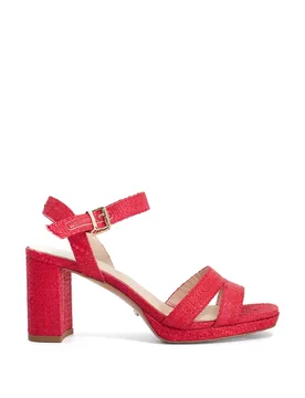 Leather Ankle Strap Platform Sandals Red female - Dune london - FashionsVida