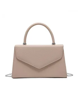 Women's Top Handle Pu Clutch Bag in Beige - Beige - Size: One Size - JFY - FashionsVida