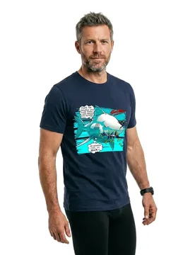 Food Over Processed Short Sleeve T-shirt Blue S Men - Shark Attack - FashionsVida