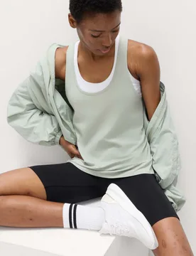 Modal Blend Pleat Back Relaxed Vest Top Soft Green female - Goodmove - FashionsVida