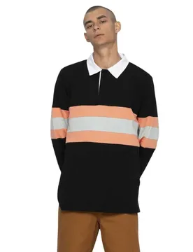 Polo à Manches Longues Vista Strip Washed Black M