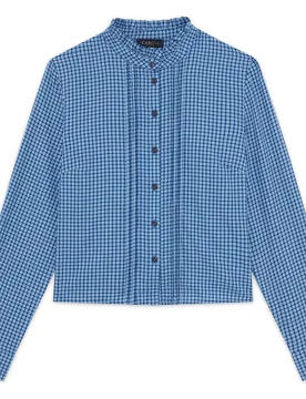 Camisa de mujer con cuello mao y estampado geométrico - Caroll - FashionsVida
