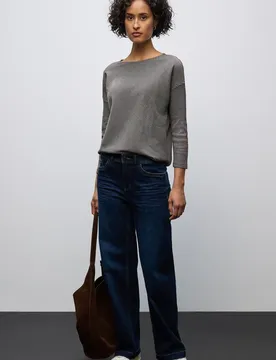 Shirt mit Rippstruktur female Braun
