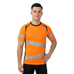 T-shirt à Manches Courtes Accelerate Safe 19082 Hi-Vis Orange / Dark Navy XL