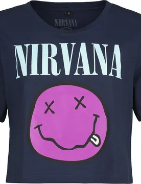 T-Shirt - Smiley - XS bis XL - für Damen - Größe XL - navy - Lizenziertes Merchandise! - Frauen - female - Nirvana - FashionsVida
