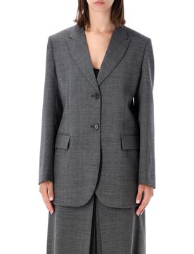 Single-Breasted Virgin Wool Blazer with Notch Lapels