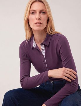 Poloshirt aus Baumwolle, normale Größen, Farbe Rot, 46, vielseitig kombinierbar pflegeleicht Damen