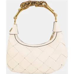 Bolso trenzado media luna asa leopardo
