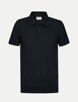 Poloshirt mit offenem Kragen Schwarz L