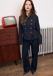 Blazer mit gravierten Knöpfen Marineblau M