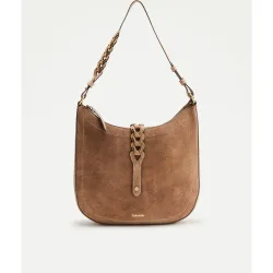 Bolso hobo de piel con hilo en contraste